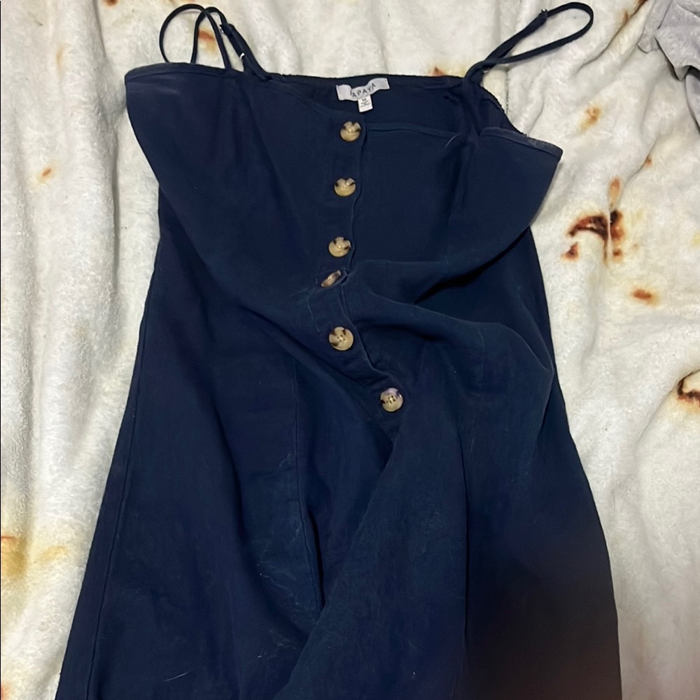 Elegant Navy Blue Button-Down Dress